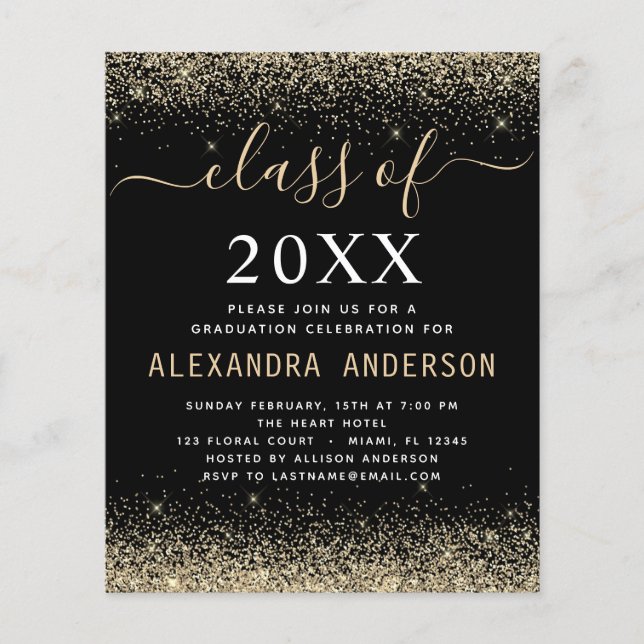 Flyer Classe de Orçamento de Graduação de Foto Dourada P (Frente)