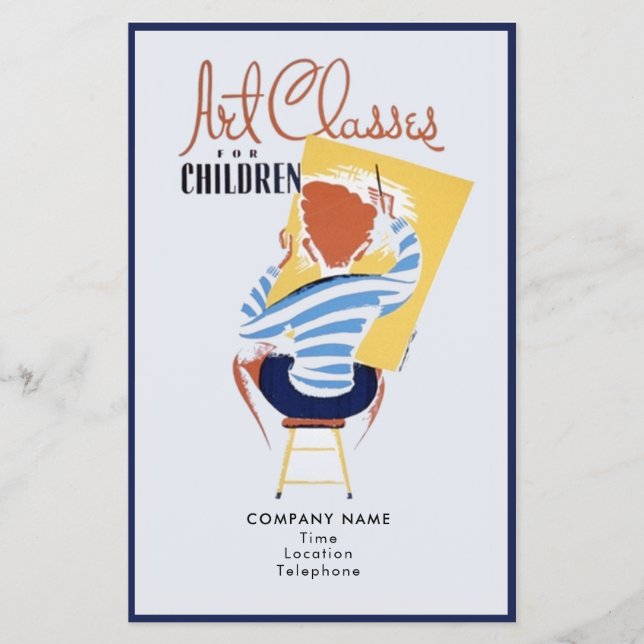 Flyer Classes de Arte para Crianças Imagem Retroativa (Frente)