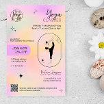 Flyer Classes de estúdio de instrutores Yoga, estrela gr<br><div class="desc">O moderno gradiente amarelo e rosa,  com estrelas,  formas geométricas e ioga,  posiciona a silhueta de professores de estúdio Yoga para folheto e lista de preços. Adicione seu,  logotipo,  mídia social,  endereço e cronograma.</div>