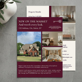Flyer Classic Key Listing Maroon Real Estate Agent