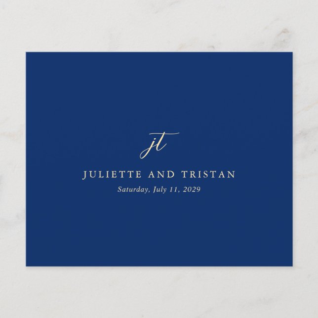 Flyer Classic Navy and Cream Elegant Wedding Thank You (Frente)