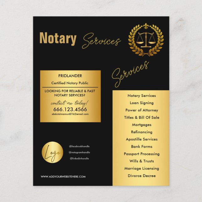 Flyer Clássico Profissional & Notário Público Certificad (Frente)