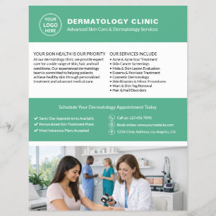 Flyer Clínica de Dermatologia Dermatologista Logotipo QR