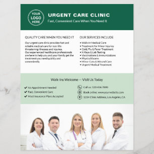 Flyer Clínica Médica Atendimento de Urgência Logotipo Ve