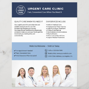 Flyer Clínica Médica de Urgência Logotipo Personalizado 