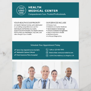 Flyer Clínica Médica Logo Personalizado Foto QR