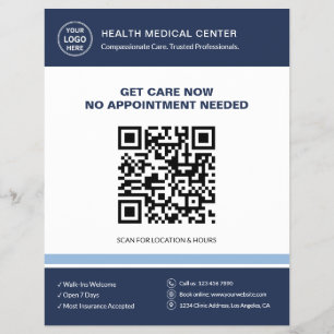 Flyer Clínica Médica Médico QR Atendimento Urgente Sem A