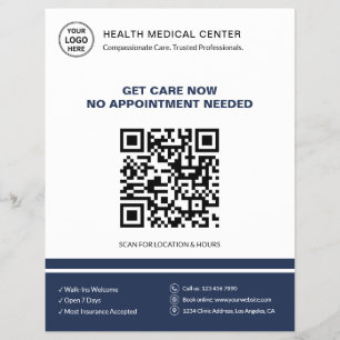 Flyer Clínica Médica QR Atendimento Urgente Sem Agendame