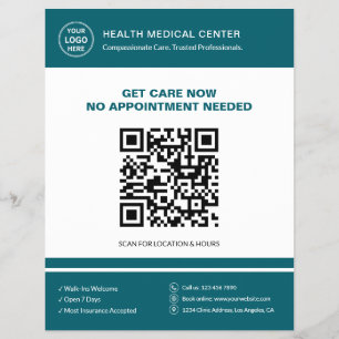 Flyer Clínica Médica QR Atendimento Urgente Sem Agendame