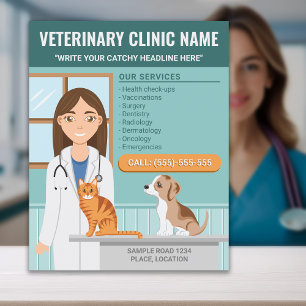 Flyer Clínica Veterinária Serviços Veterinários Hospital