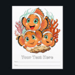 Flyer Clown fish Cartoon cute Family Underwater<br><div class="desc">Cute and Joyful little Clownfish Cartoon Characters swimming together on underwater Coral Reef Background. Original Vector Illustration Copyright BluedarkArt.</div>