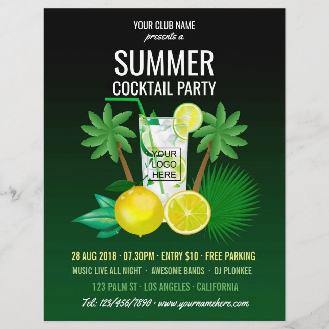 Flyer Clube de Cocktails de Verão/Festa Corporativa adic (Frente)