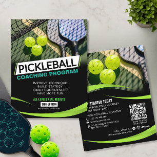 Flyer Clube de Lições de Pickleball Preto Moderno Academ