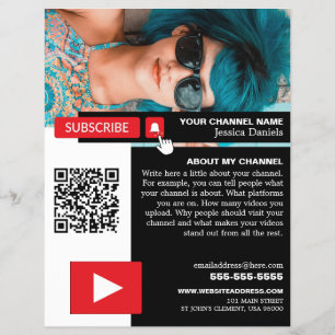 Flyer Código de Foto e QR Personalizado, Youtube - Vlogg