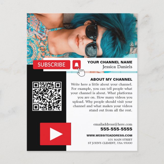 Flyer Código de Foto e QR Personalizado, Youtube - Vlogg (Frente)