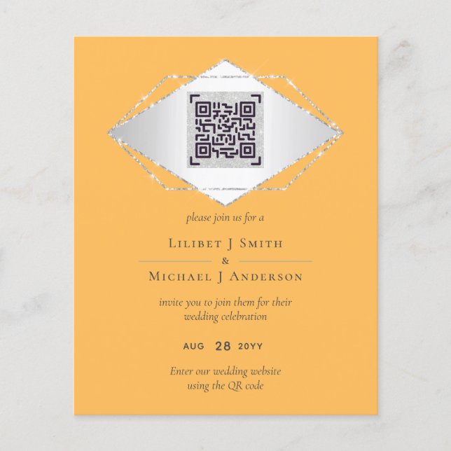 Flyer Código de Varreduras QR Convites de Casamento Disf (Frente)