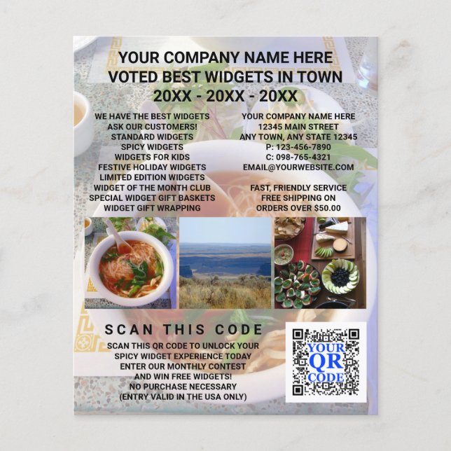 Flyer Código QR comercial - Fotografia leve Personalizad (Frente)
