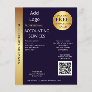 Flyer Código QR Corporativo Elegante Preto e Dourado par