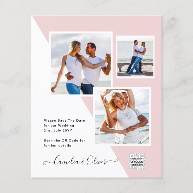 Flyer Código QR da Data de Salvamento do Convite de Foto (Frente)