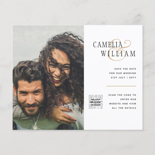 Flyer Código QR da Data de Salvamento do Convite de Foto (Frente)