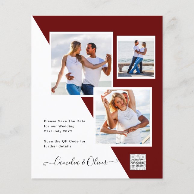 Flyer Código QR da Data de Salvamento do Convite de Foto (Frente)