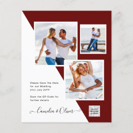 Flyer Código QR da Data de Salvamento do Convite de Foto