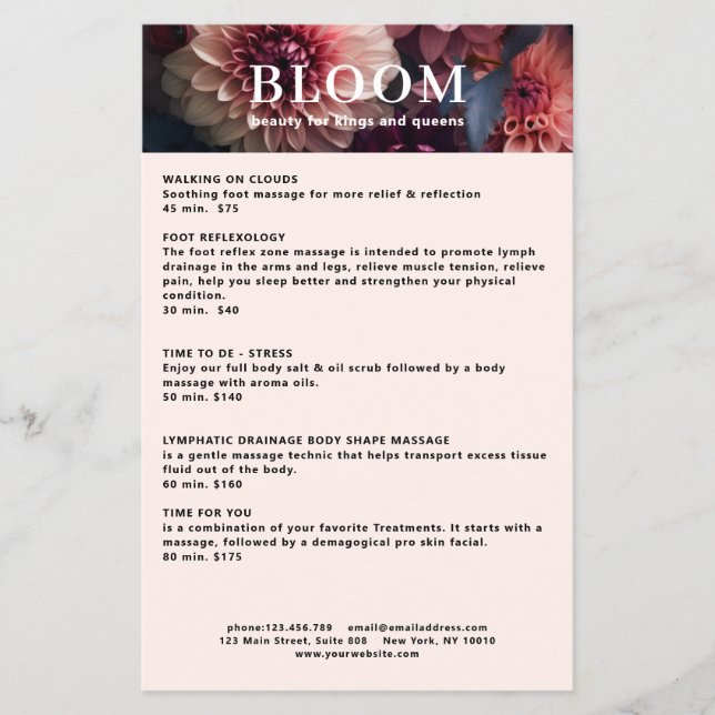 Flyer Código QR da Lista de Preços do Salão de Flores Mo (Frente)