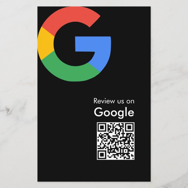 Flyer Código QR de Avaliação do Google Moderno e Elegant (Frente)