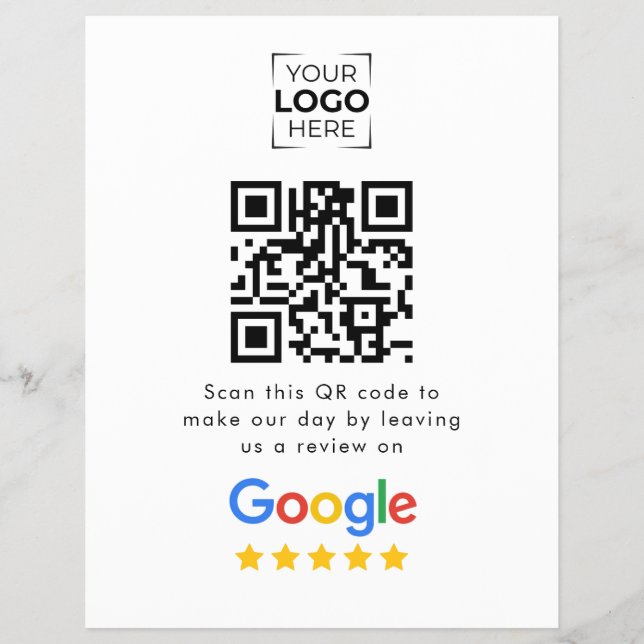 Flyer Código QR de Avaliação do Google Negócios  (Frente)