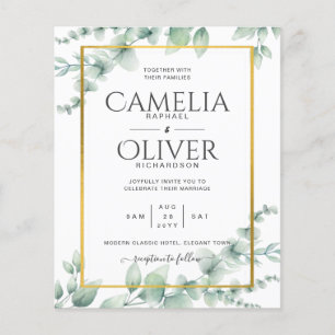 Flyer Código QR de casamento com verde de eucalipto mode