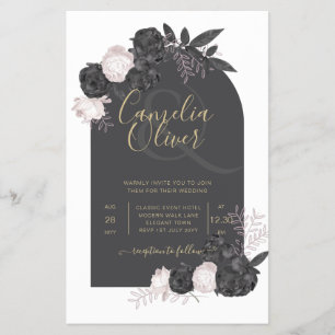 Flyer Código QR de Casamento Gótico com Rosa de Blush P