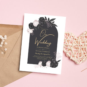 Flyer Código QR de Casamento Gótico com Rosa de Blush P