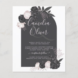 Flyer Código QR de Casamento Gótico com Rosa de Blush Pr