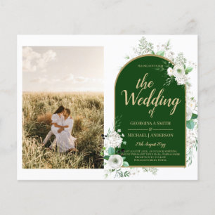 Flyer Código QR de Casamento Verde de Rosas Brancas Tota