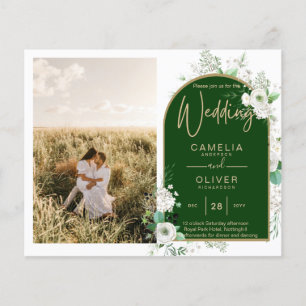 Flyer Código QR de Casamento Verde de Rosas Brancas Tota