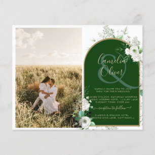 Flyer Código QR de Casamento Verde de Rosas Brancas Tota