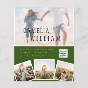 Flyer Código QR de Convite de Casamento com Foto Chic Gr