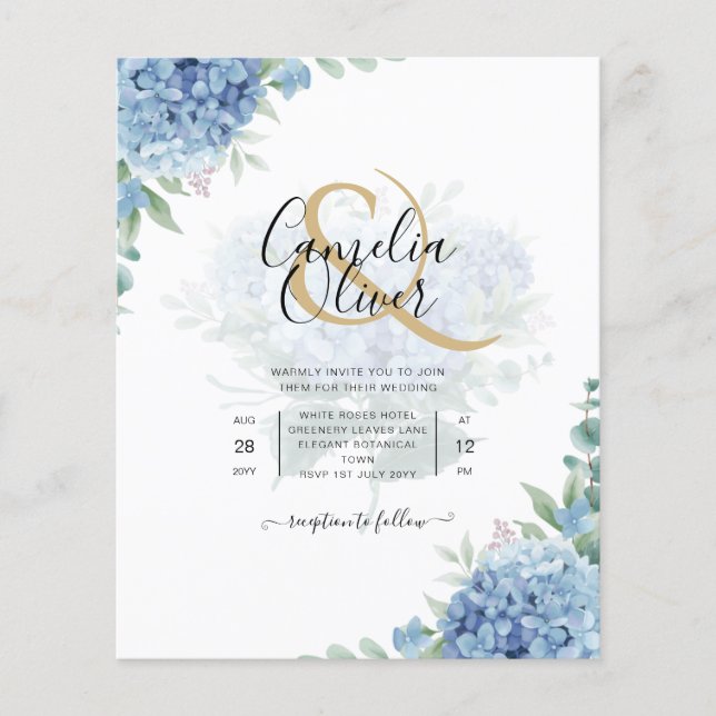Flyer Código QR de Convite para Casamento de Hydrangea A (Frente)