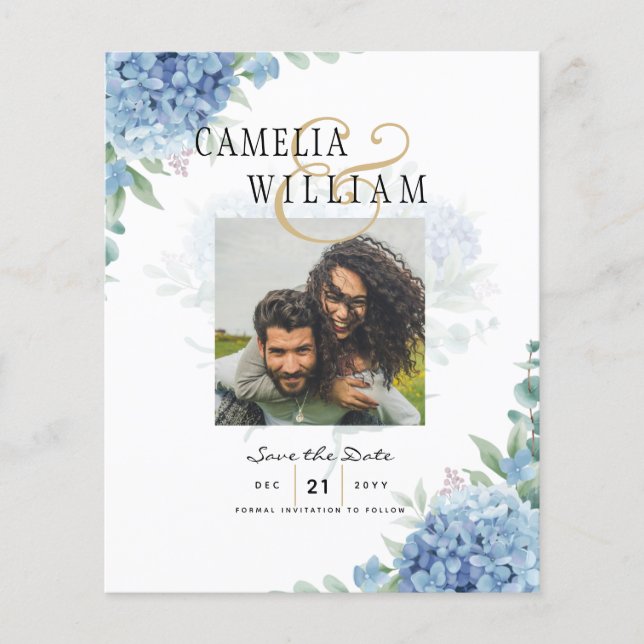 Flyer Código QR de Convite para Casamento de Hydrangea A (Frente)