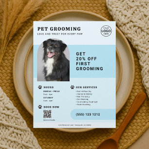 Flyer Código QR de Foto de Higiene de Animais de Estimaç