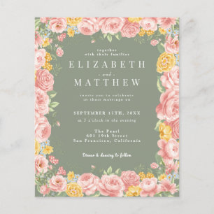 Flyer Código QR de Foto Floral Floral Verde de Flor Verd