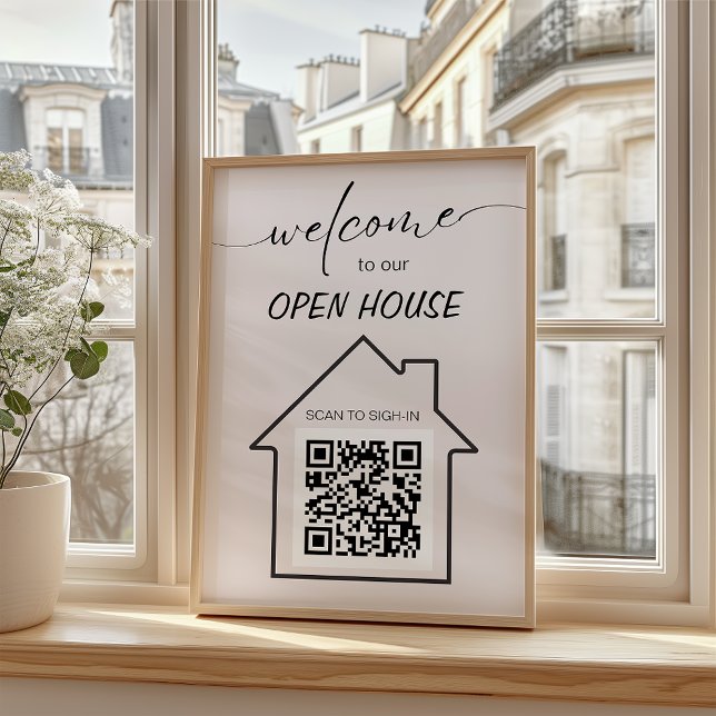 Flyer Código QR de início de sessão do Simples Imobiliár (Simple Real Estate Open House Sign In QR Code Flyer)