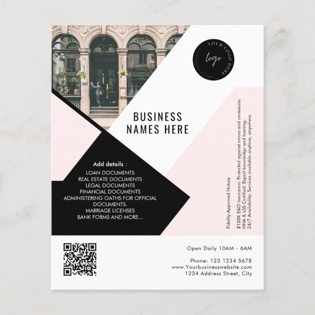 Flyer Código QR de Logo Personalizado Foto Rosa Simples  (Frente)