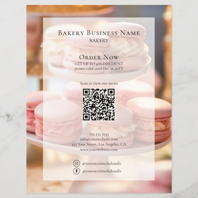 Flyer Código QR de Mídia Social com Foto de Padaria Pers (Frente)