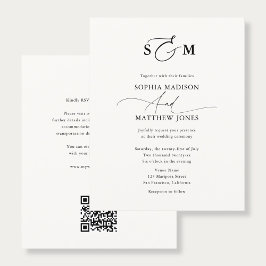 Flyer Código QR de Monograma de Tipografia de Casamento