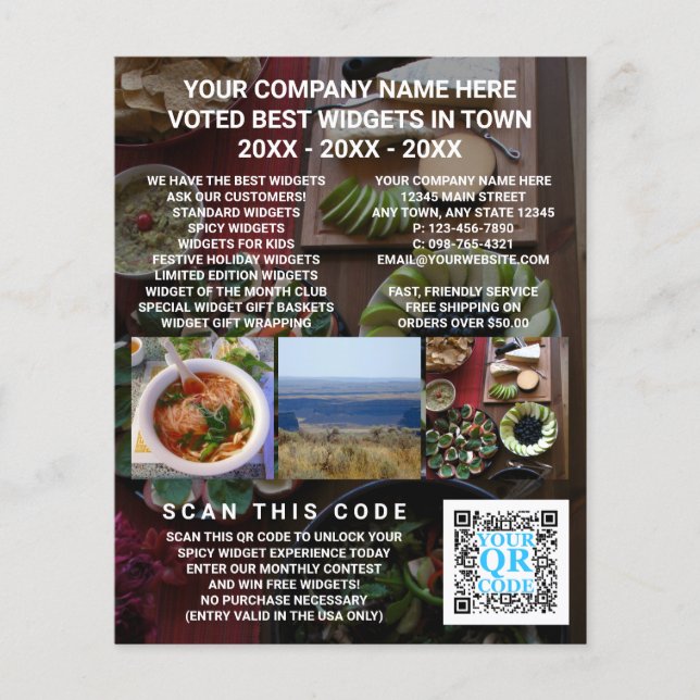 Flyer Código QR de Negócios Personalizado para Anúncios  (Frente)