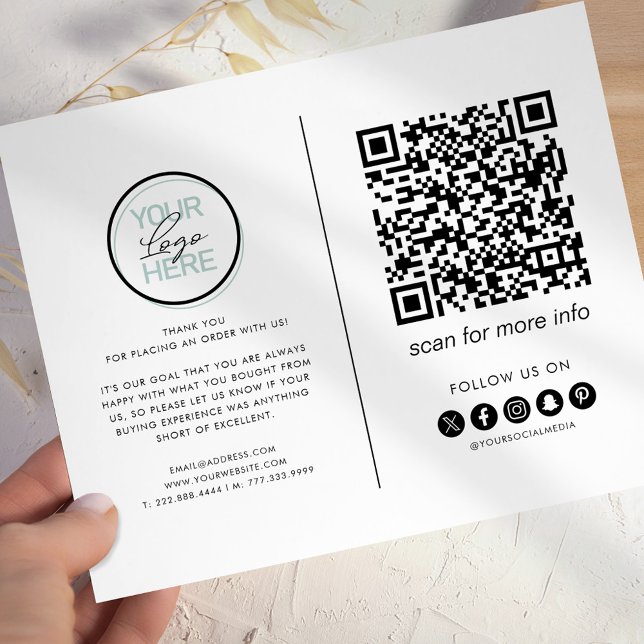 Flyer Código QR de nota de agradecimento comercial (Criador carregado)