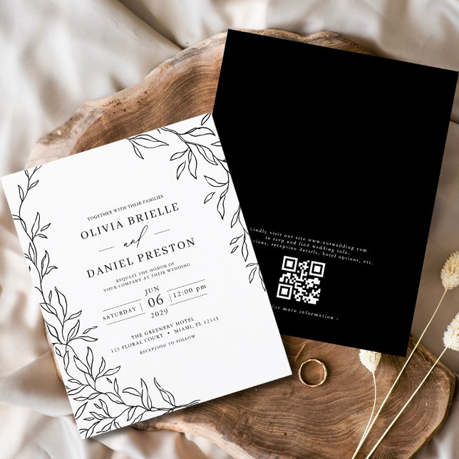 Flyer Código QR de Orçamento Convite para Casamento Pret (Criador carregado)