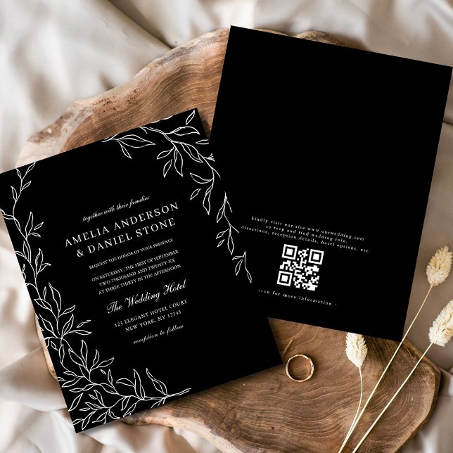 Flyer Código QR de Orçamento Convite para Casamento Pret (Criador carregado)