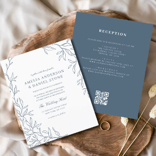 Flyer Código QR de Orçamento Convocação de Casamento Azu